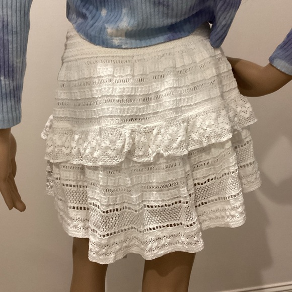 Aerie White Lace Ruffle Mini Skirt - Picture 3 of 8